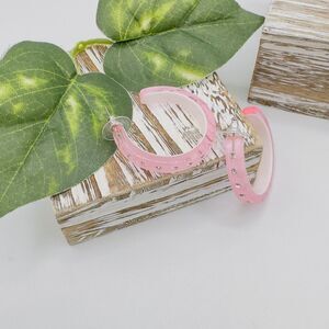 Vintage Pink & White Lucite Rhinestone Hoop Earrings